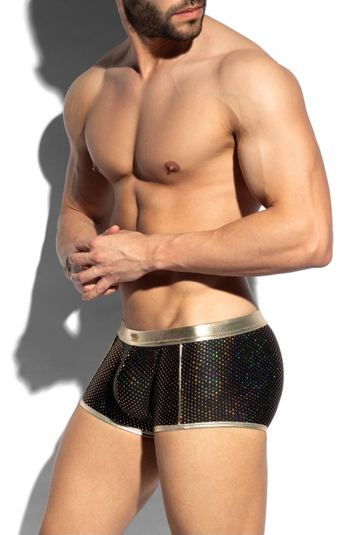 ES Collection Party Trunk | Black | UN587-10  - Mens Trunk Boxer Briefs - Side View - Topdrawers Underwear for Men
