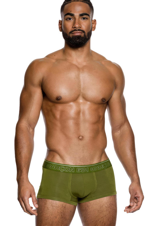 Garçon Khaki Bamboo Trunk | GM22-KHAKI-TRUNK  - Mens Boxer Briefs - Front View - Topdrawers Underwear for Men
