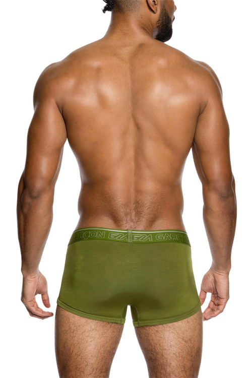 Garçon Khaki Bamboo Trunk | GM22-KHAKI-TRUNK  - Mens Boxer Briefs - Rear View - Topdrawers Underwear for Men
