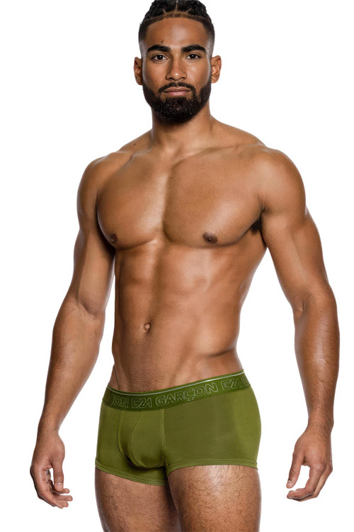 Garçon Khaki Bamboo Trunk | GM22-KHAKI-TRUNK  - Mens Boxer Briefs - Front View - Topdrawers Underwear for Men
