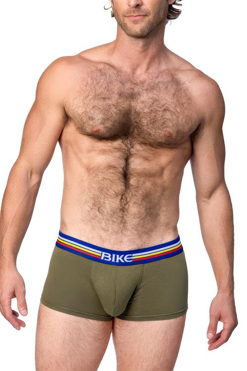 Bike Athletic Cotton Trunk | Olive | BAS310OLV  - Mens Boxer Briefs - Front View - Topdrawers Underwear for Men
