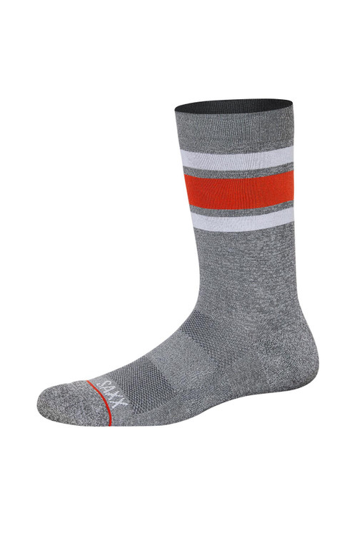 Saxx Whole Package Crew Socks | Athletic Stripe Grey | SXCR102-ASG  - Mens Socks - Front View - Topdrawers Underwear for Men
