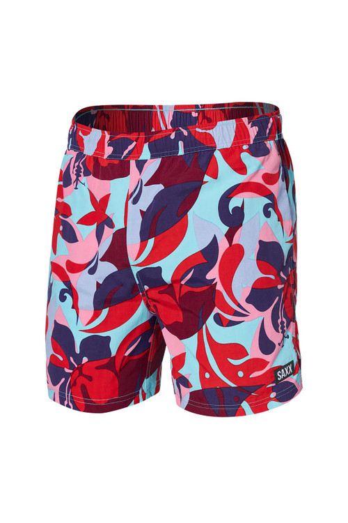 Saxx Go Coastal 2N1 Volley Swim Short 5" | Tropical Lens Red Multi | SXSW05-TLR  - Mens Boardshort Swim Shorts - Front View - Topdrawers Swimwear for Men
