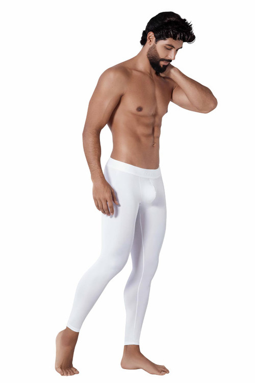 Clever Energy Long Pant | White | 1326-01  - Mens Long Underwear Tights - Front View - Topdrawers Underwear for Men
