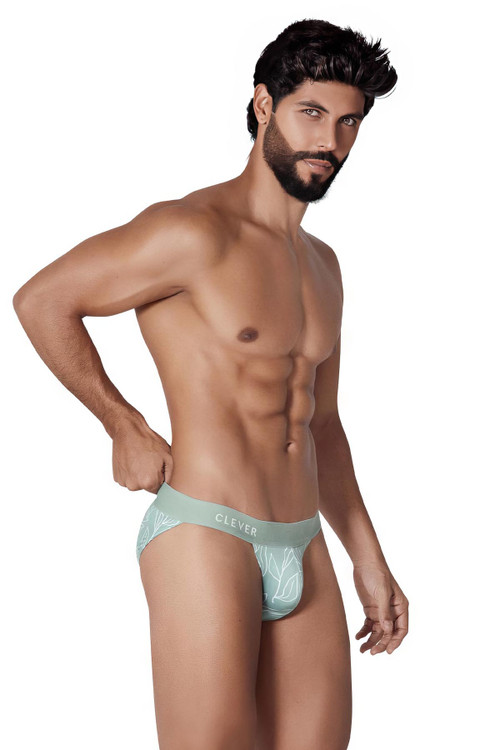 Clever Creation Bikini Brief | Green | 1321-18  - Mens Bikini Briefs - Side View - Topdrawers Underwear for Men
