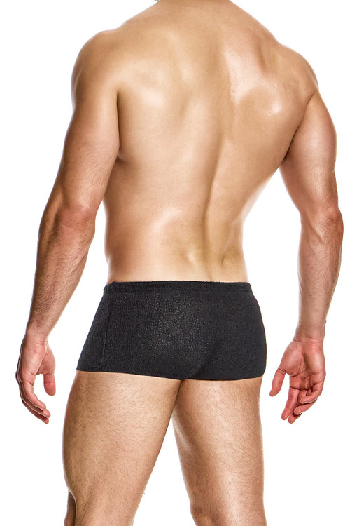 Modus Vivendi Purled Brazil Cut Boxer | Black | 24321-BL  - Mens Boxer Briefs - Rear View - Topdrawers Underwear for Men
