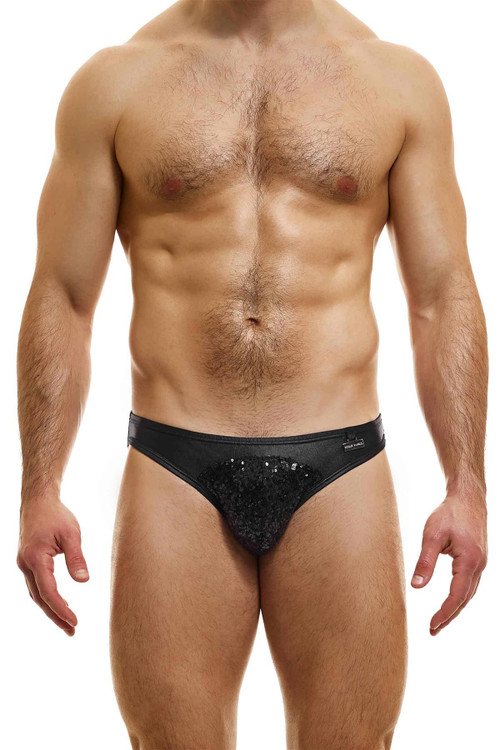 Modus Vivendi Viral Vinyl Low Cut Brief | Black | 08013-BL  - Mens Fetish Briefs - Front View - Topdrawers Underwear for Men
