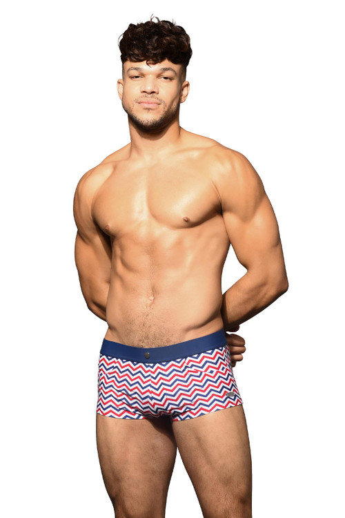 Andrew Christian Alexander Swim Trunk | 70041  - Mens Swim Trunk Boxers - Front View - Topdrawers Swimwear for Men

