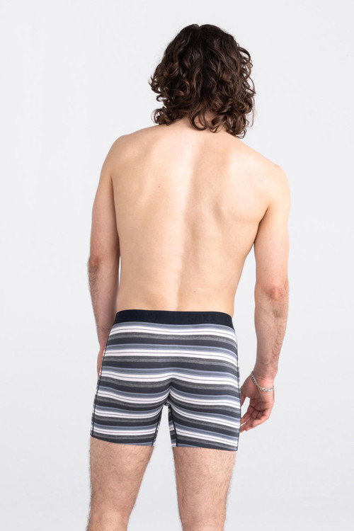 Saxx Vibe Boxer Brief | Grey Freehand Stripe | SXBM35-GFH  - Mens Trunk Boxer Briefs - Rear View - Topdrawers Underwear for Men
