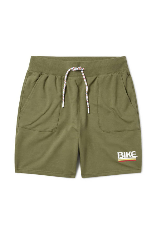 Bike Athletic French Terry Short | Olive | BAM210OLV  - Mens Athletic Shorts - Front View - Topdrawers Clothing for Men
