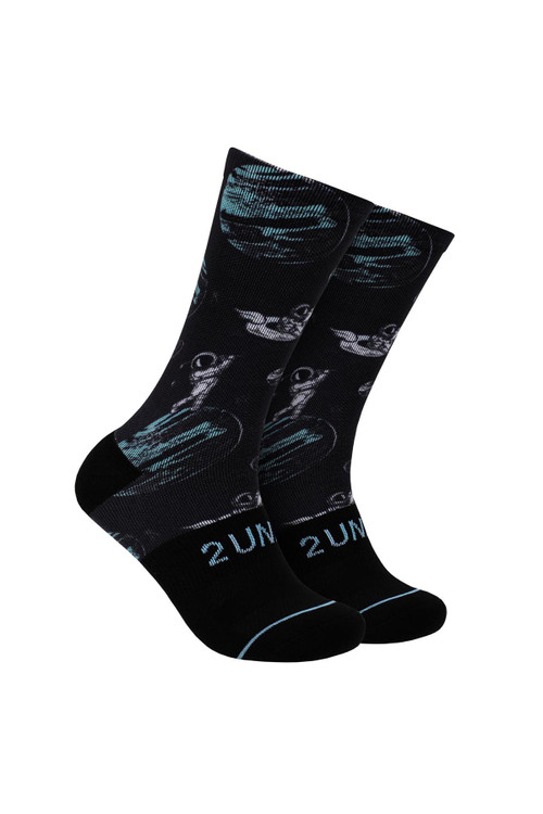 2UNDR Flex Crew Sock | Space Golf Black | 2U81PS-360  - Mens Socks - Front View - Topdrawers Underwear for Men
