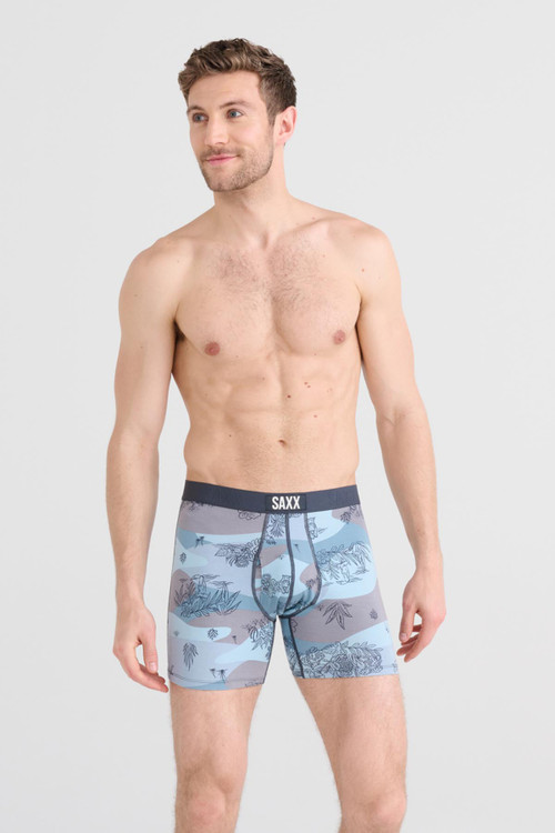 Saxx Ultra Boxer Brief w/ Fly | Jungle Toile Dusty Blue | SXBB30F-JTB  - Mens Boxer Briefs - Front View - Topdrawers Underwear for Men
