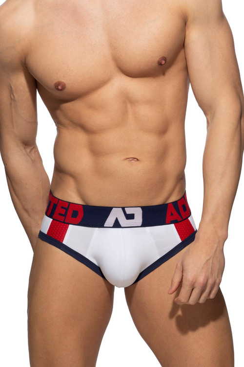 Addicted Sports Padded Brief | White | AD1244-01  - Mens Briefs - Front View - Topdrawers Underwear for Men
