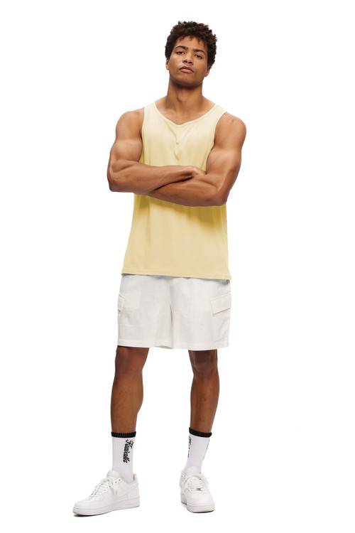Kuwalla Tee Eazy Tank | Mellow Yellow | KUL-ET1855-YEL  - Mens Tank Top Singlets - Front View - Topdrawers Clothing for Men
