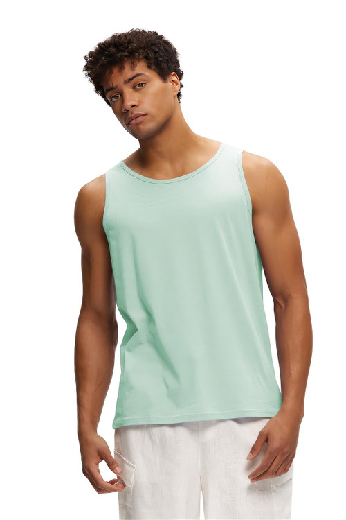 Kuwalla Tee Eazy Tank | Dusty Aqua | KUL-ET1855-AQU  - Mens Tank Top Singlets - Front View - Topdrawers Clothing for Men
