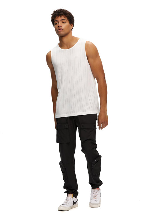 Kuwalla Tee Perforated Rib Tank | White | KUL-TANK3112-WHT  - Mens Tank Top Singlets - Front View - Topdrawers Clothing for Men
