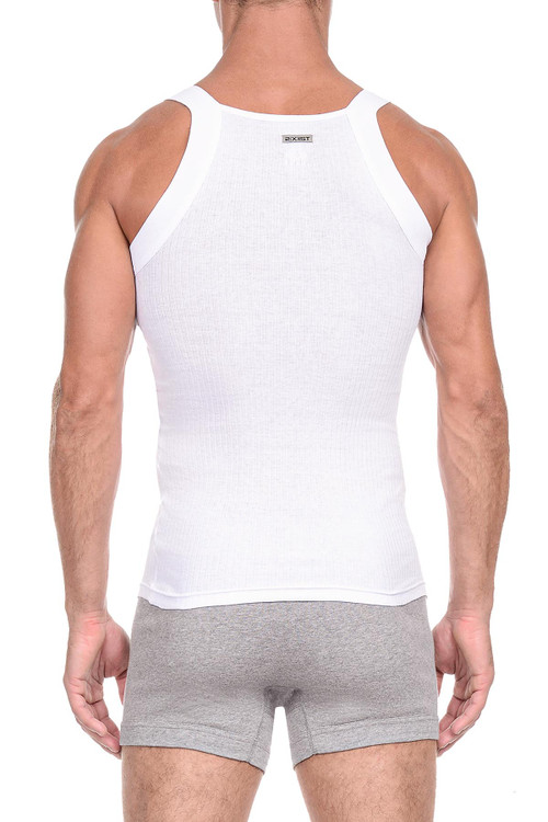 2(X)IST 2-Pack Essential Cotton Square-Cut Tank | White 20227 | Rear View | Mens Tank Tops | Topdrawers Clothing for Men