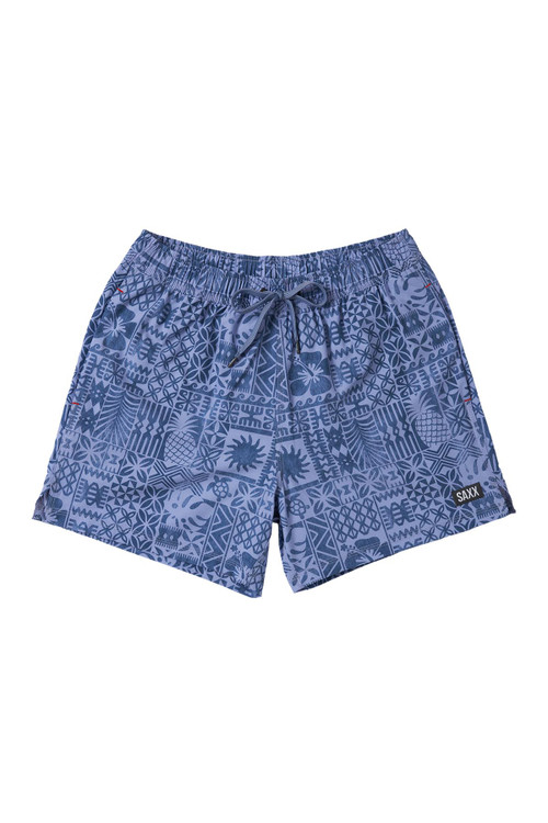 Saxx Oh Buoy 2N1 Volley Swim Short 5 Inch Tropical Tapa Lavender SXSW03L | Front View | Mens Swim Shorts | Topdrawers Swimwear for Men