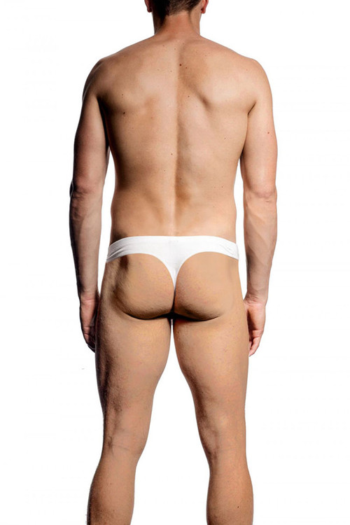 002 White - JM NATURA Thong 90365 - Rear View - Topdrawers Underwear for Men