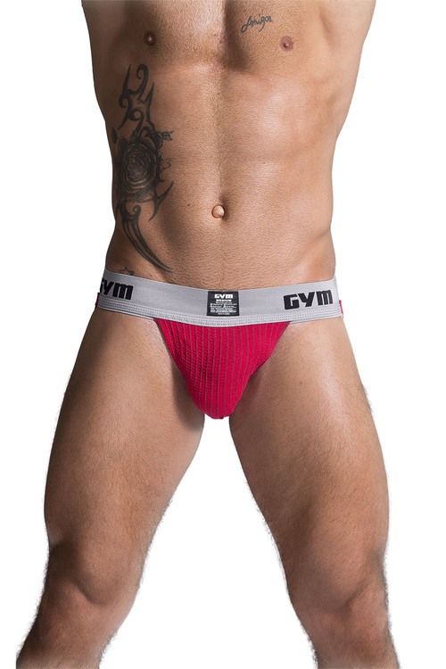 GYM Workout Jockstrap w/ 2" Waistband GYM002 - Red - Mens Jockstraps - Front View - Topdrawers Underwear for Men