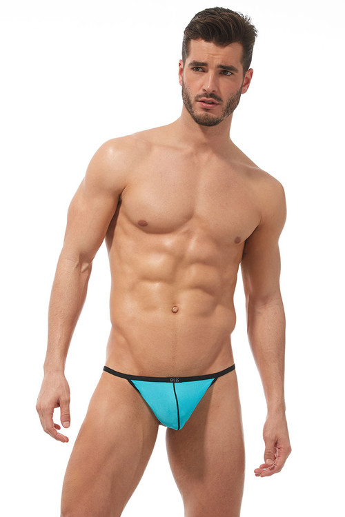 Gregg Homme Torridz Pouch Cockring 87416-AQ Aqua Blue - Mens Pouch Thongs - Front View - Topdrawers Underwear for Men