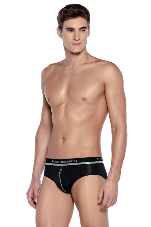 Punto Blanco Unzip Brief 3354210-090 - Mens Briefs - Side View - Topdrawers Underwear for Men
