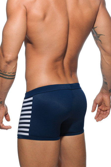 Addicted Coloured Sailor Swim Boxer ADS107-09 Navy Blue - Mens Swim Trunks - Rear View - Topdrawers Swimwear for Men

