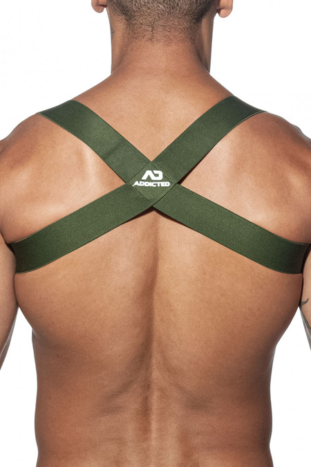 Addicted Spider Harness AD814-12 Khaki - Mens Fetish Elastic Harnesses - Rear View - Topdrawers Fetish Wear for Men
 Addicted Spider Harness AD814-12 Khaki - Mens Fetish Elastic Harnesses - Rear View - Topdrawers Fetish Wear for Men
