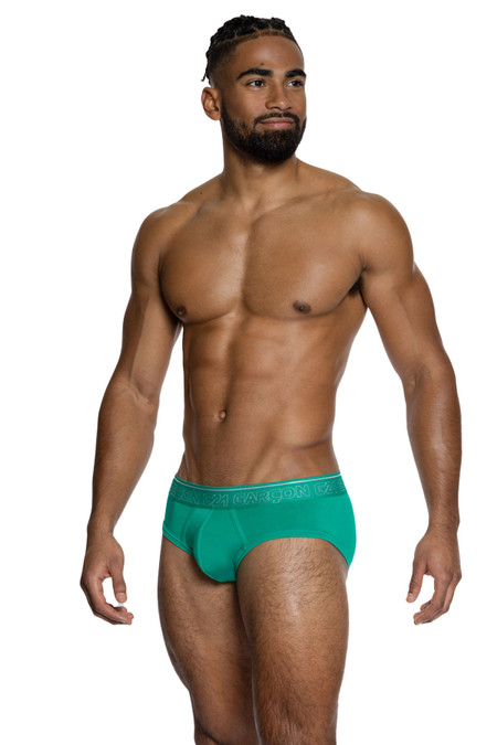 Garçon Model Courtside Green Bamboo Briefs GM22-GREEN-BRIEF - Mens Briefs - Side View - Topdrawers Underwear for Men
 Garçon Model Courtside Green Bamboo Briefs GM22-GREEN-BRIEF - Mens Briefs - Side View - Topdrawers Underwear for Men