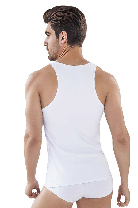 Clever Progress Tank Top | White 0394 - Mens Tank Top Singlets - Rear View - Topdrawers Clothing for Men
