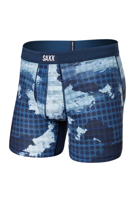 Saxx DropTemp Mesh Boxer Brief | Cloud Drop Camo Navy | SXBB09F-CDN  - Mens Boxer Briefs - Front View - Topdrawers Underwear for Men