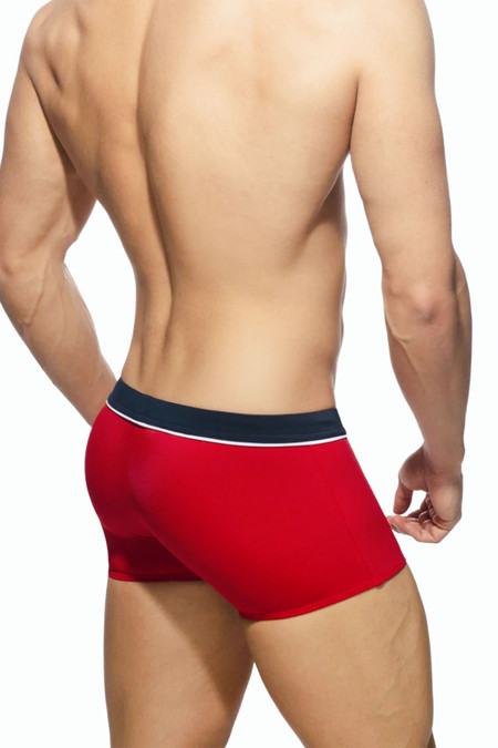 Addicted Sport Detail Binding Swim Boxer | Red | ADS133-06  - Mens Swim Trunks - Rear View - Topdrawers Swimwear for Men
