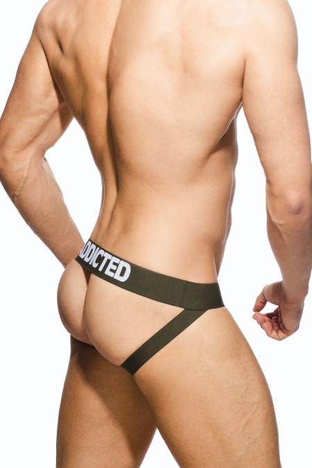 Addicted Push Up Mesh Jock | Khaki | AD773-12  - Mens Jockstraps - Rear View - Topdrawers Underwear for Men
