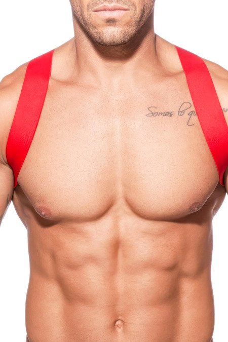 Addicted Spider Harness | Red | AD814-06  - Mens Elastic Harnesses - Front View - Topdrawers Underwear for Men
