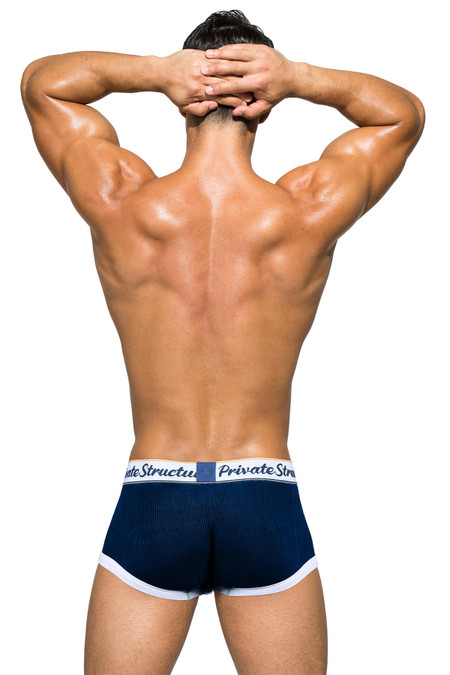 Private Structure Classic Mid Waist Trunk | Ombre Navy Blue | SCUS4530-NV  - Mens Trunk Boxers - Rear View - Topdrawers Underwear for Men
