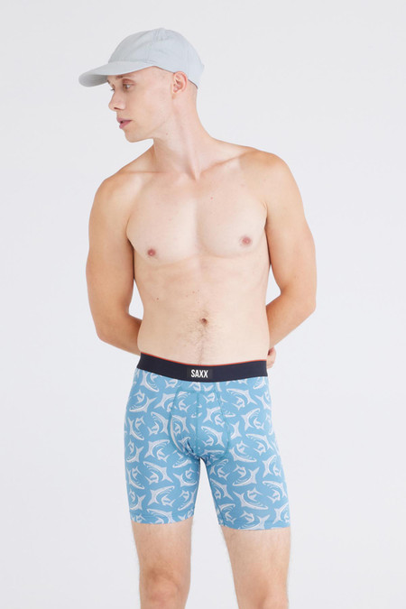 Saxx Multi-Sport Mesh Boxer Brief Fly | Swimpressive Hydro Blue SXBB75F | Front View | Mens Boxer Briefs | Topdrawers Underwear for Men