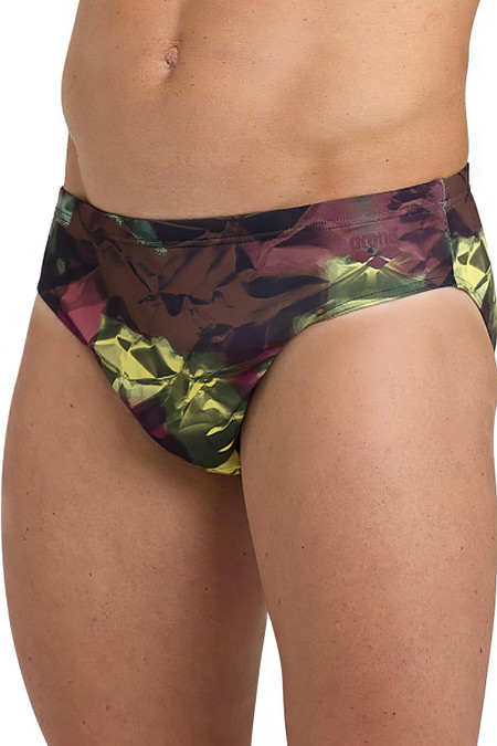 Arena Hero Camo Swim Brief | Red Fandango Multi 5918 | Front View | Mens Swim Briefs | Topdrawers Swimwear for Men