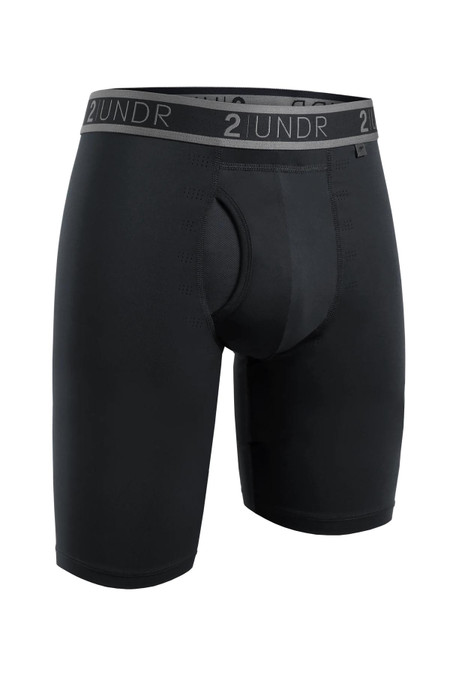 2UNDR Sport Shift Long Leg Boxer Brief Stealth 2U26LL | Front View | Mens Boxer Briefs | Topdrawers Underwear for Men