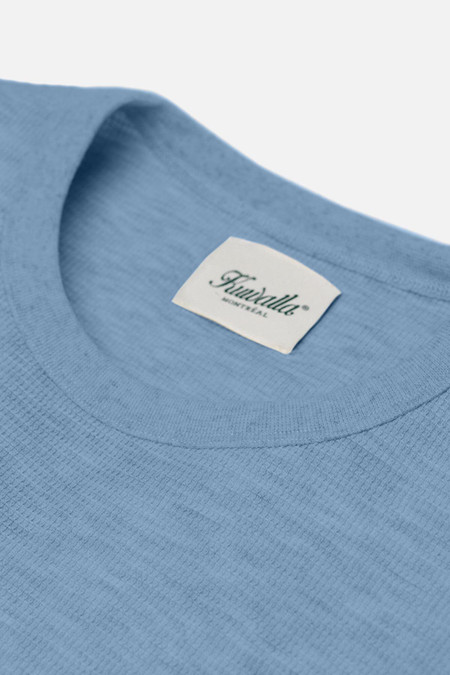 Kuwalla Tee Boxy Waffle Tee | Blue KUL-0324-BWT602 | Front View | Mens Casual Tops | Topdrawers Clothing for Men