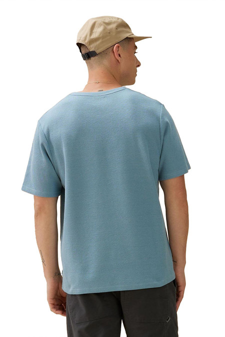 Kuwalla Tee Boxy Waffle Tee | Blue KUL-0324-BWT602 | Rear View | Mens Casual Tops | Topdrawers Clothing for Men