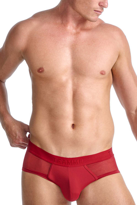 Teamm8 Score Sheer Brief | Jester Red TU-BFSCORE3 | Front View | Mens Briefs | Topdrawers Underwear for Men
