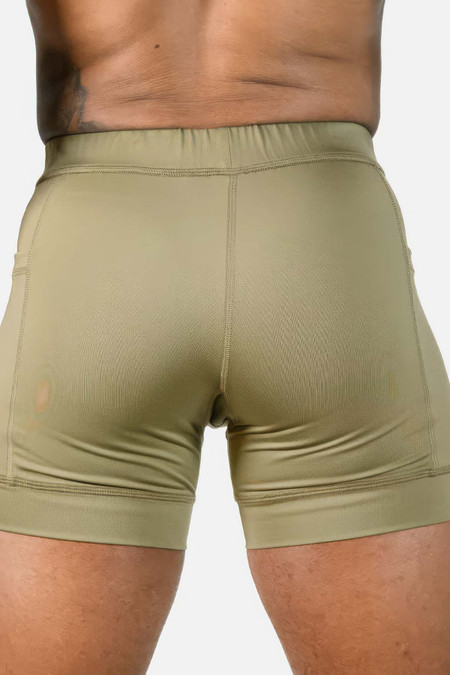 Peelers Agility Short | Olive AG24SH | Rear View | Mens Athletic Shorts | Topdrawers Clothing for Men