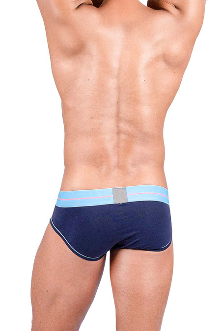 Private Structure MO-Lite Mini Brief | Navy/Placid Blue MOUX4104 | Rear View | Mens Briefs | Topdrawers Underwear for Men