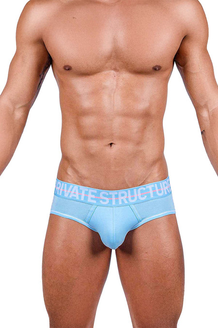 Private Structure MO-Lite Mini Brief | Placid Blue MOUX4104 | Front View | Mens Briefs | Topdrawers Underwear for Men