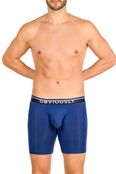 Obviously PrimeMan Boxer Brief 6 Inch | Navy A09 | Front View | Mens Boxer Briefs | Topdrawers Underwear for Men