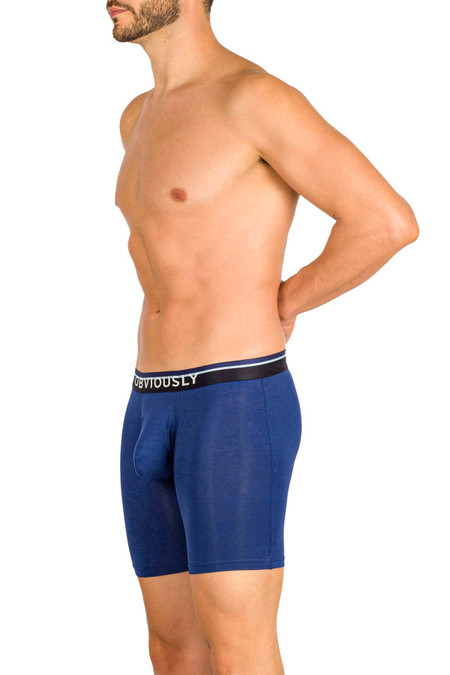 Obviously PrimeMan Boxer Brief 6 Inch | Navy A09 | Side View | Mens Boxer Briefs | Topdrawers Underwear for Men