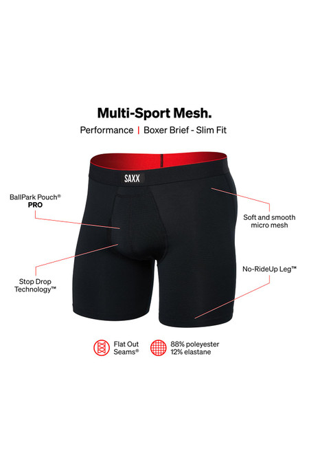 Saxx Multi-Sport Mesh Boxer Brief Fly | Black SXBB75F | Item View | Mens Boxer Briefs | Topdrawers Underwear for Men