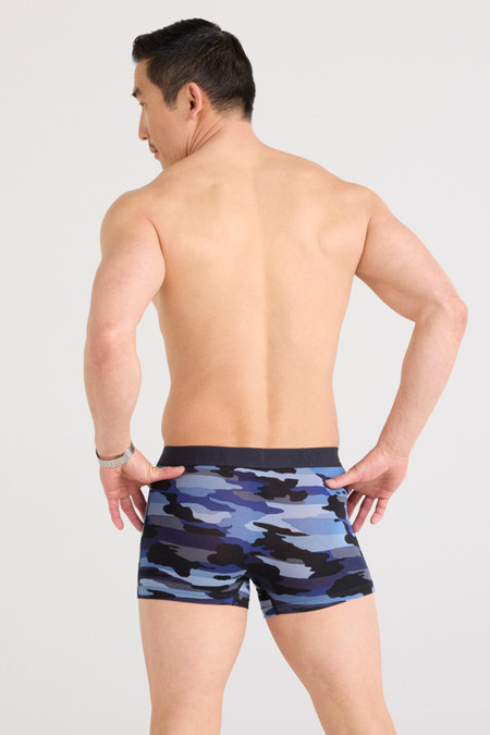 Saxx Vibe Xtra Trunk | Cloudbank Camo Navy SXVT28F | Rear View | Mens Boxer Briefs | Topdrawers Underwear for Men