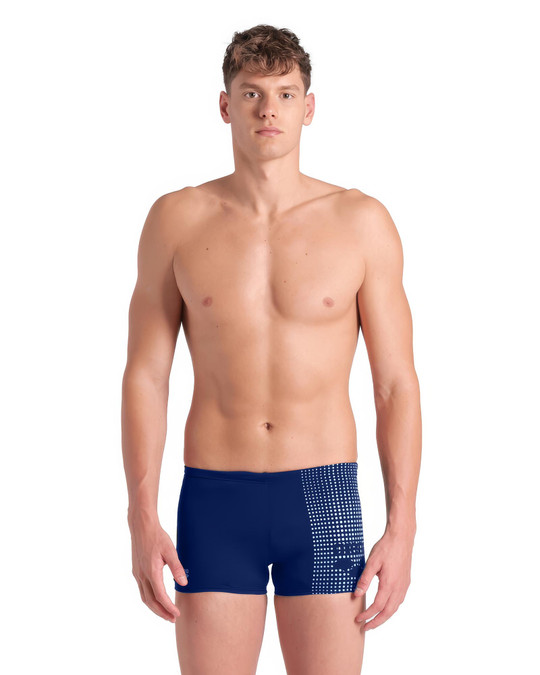 Arena Foggy Dots Swim Short Trunk | Navy White 008483-701 | Front View | Mens Swim Boxers | Topdrawers Swimwear for Men