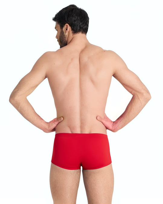 Arena Team Swim Low Waist Short Trunk Solid | Red White 004775-450 | Rear View | Mens Swim Boxers | Topdrawers Swimwear for Men